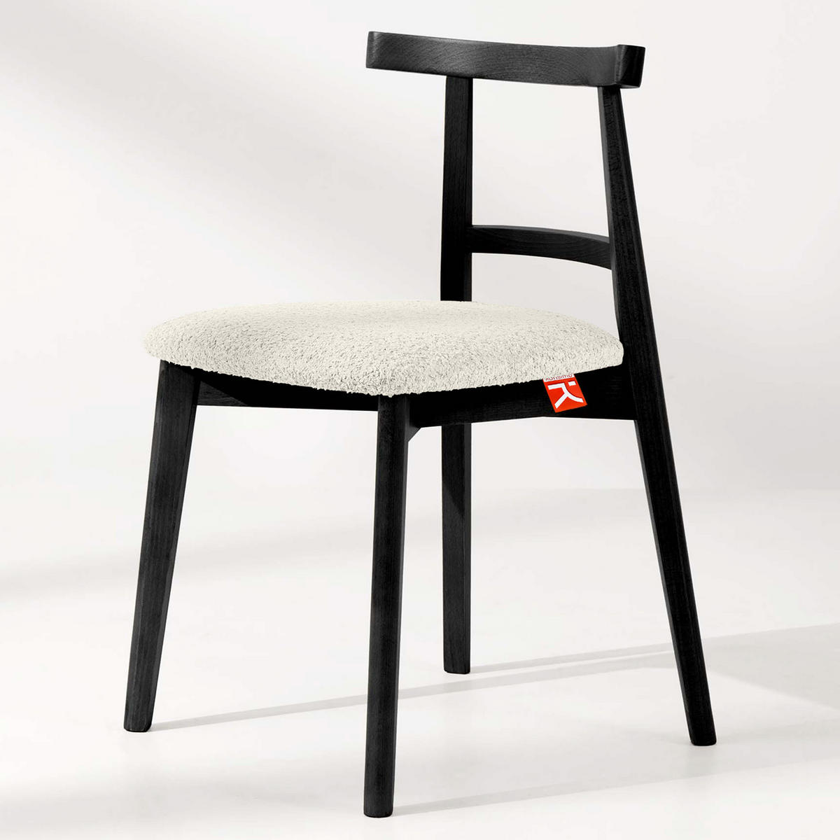 HOLZSTUHL LILIO Esstischstühle, 2-er Set, Bouclé - Schwarz/Weiß, Holz/Textil (47/76.5/45cm) - KONSIMO®