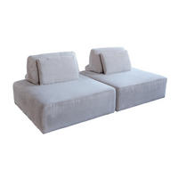 MODULSOFA WIOLO SOFT 2 MODULE 2 KISSEN Hellgrau Cord - Hellgrau/Schwarz, Kunststoff/Textil (222/84/111cm) - KAWOLA