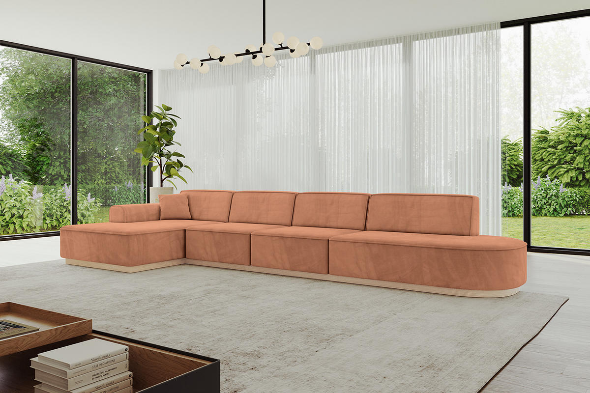 ECKSOFA Ottomane Links IREA-L3 - 413x171x83 cm Koralle - Koralle, Holzwerkstoff/Textil (413/171cm) - ALTDECOR