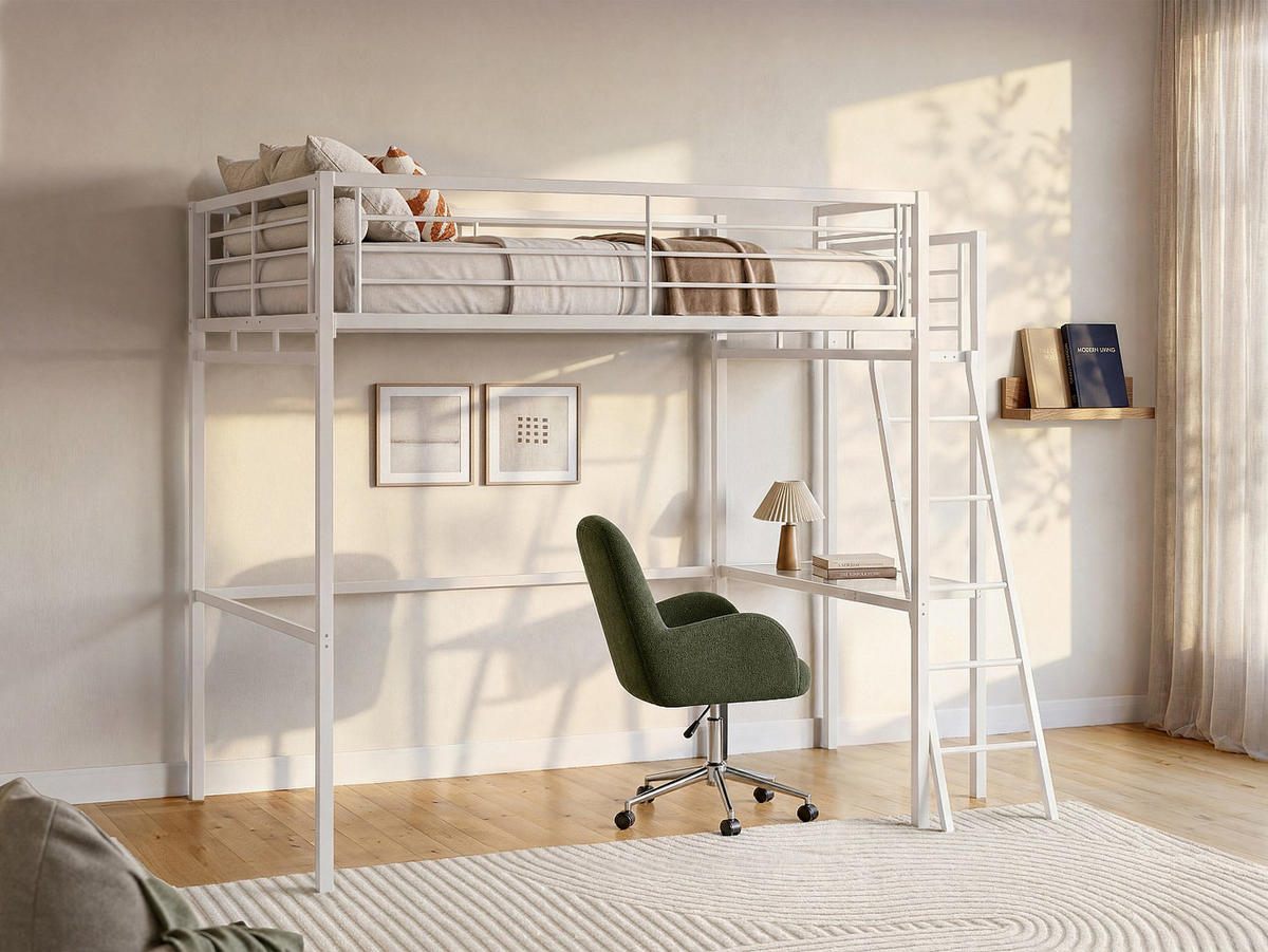 HOCHBETT - 2 Personen - Metall - Weiß - - Weiß, Metall - Vente-Unique