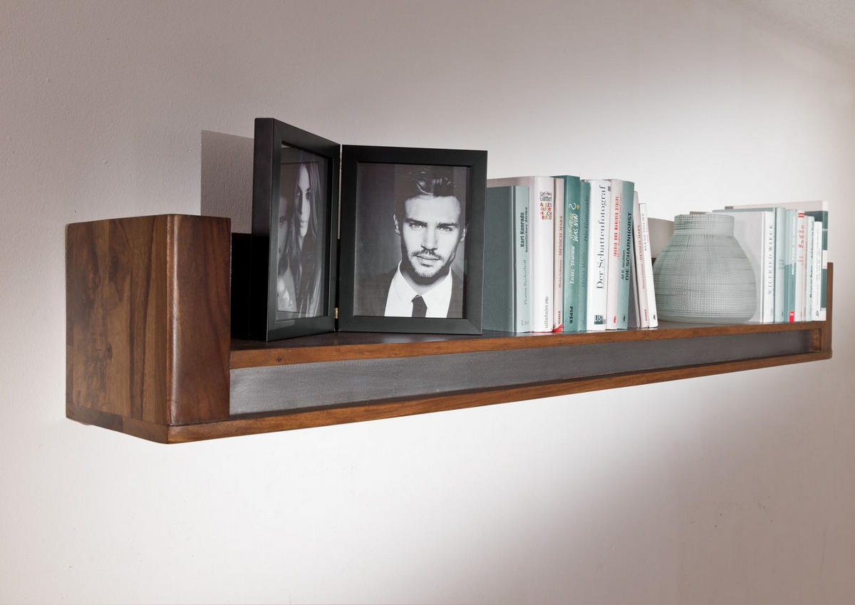 WANDBOARD Sheesham 150x22x20 noble unique lackiert SYDNEY #109 - Braun, Holz (150/20/22cm) - Massivmoebel24