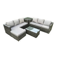 GARTENMÖBELSET Polyrattan 7-Sitzer - Dunkelgrau, Metall - Fimous