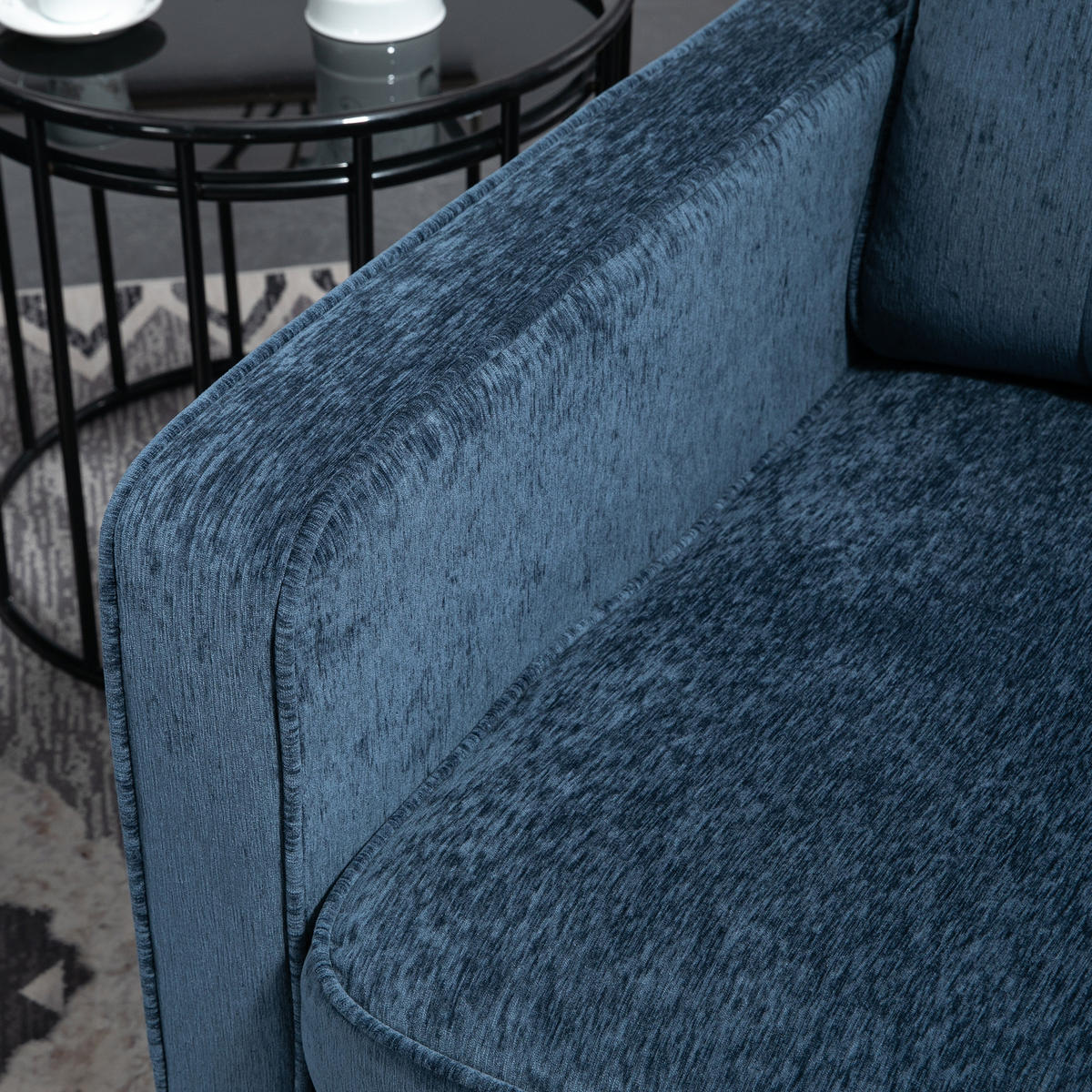 SESSEL DE-13399 mit goldenen Stahlfüßen & Seitentaschen Blau - Blau, Textil (84/87/81cm) - ComfortXL