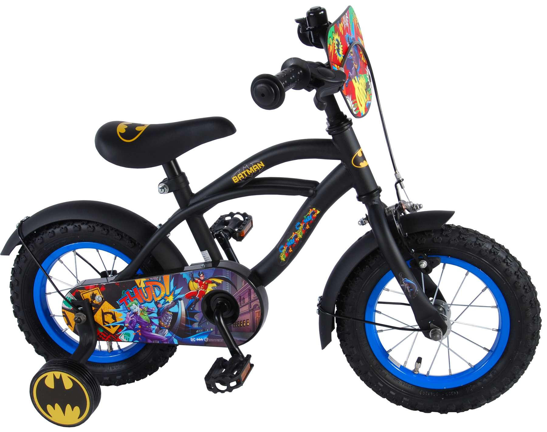 KINDERFAHRRAD DC Batman - Jungen - 12 Zoll - Rücktritt + Handbremse - Schwarz - Schwarz, Metall (39cm) - TPFSports