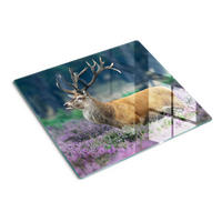 GLASPLATTE 60x52 cm Hirsch in Lavendel - Orange, Glas (60/0.4/52cm) - TULUP