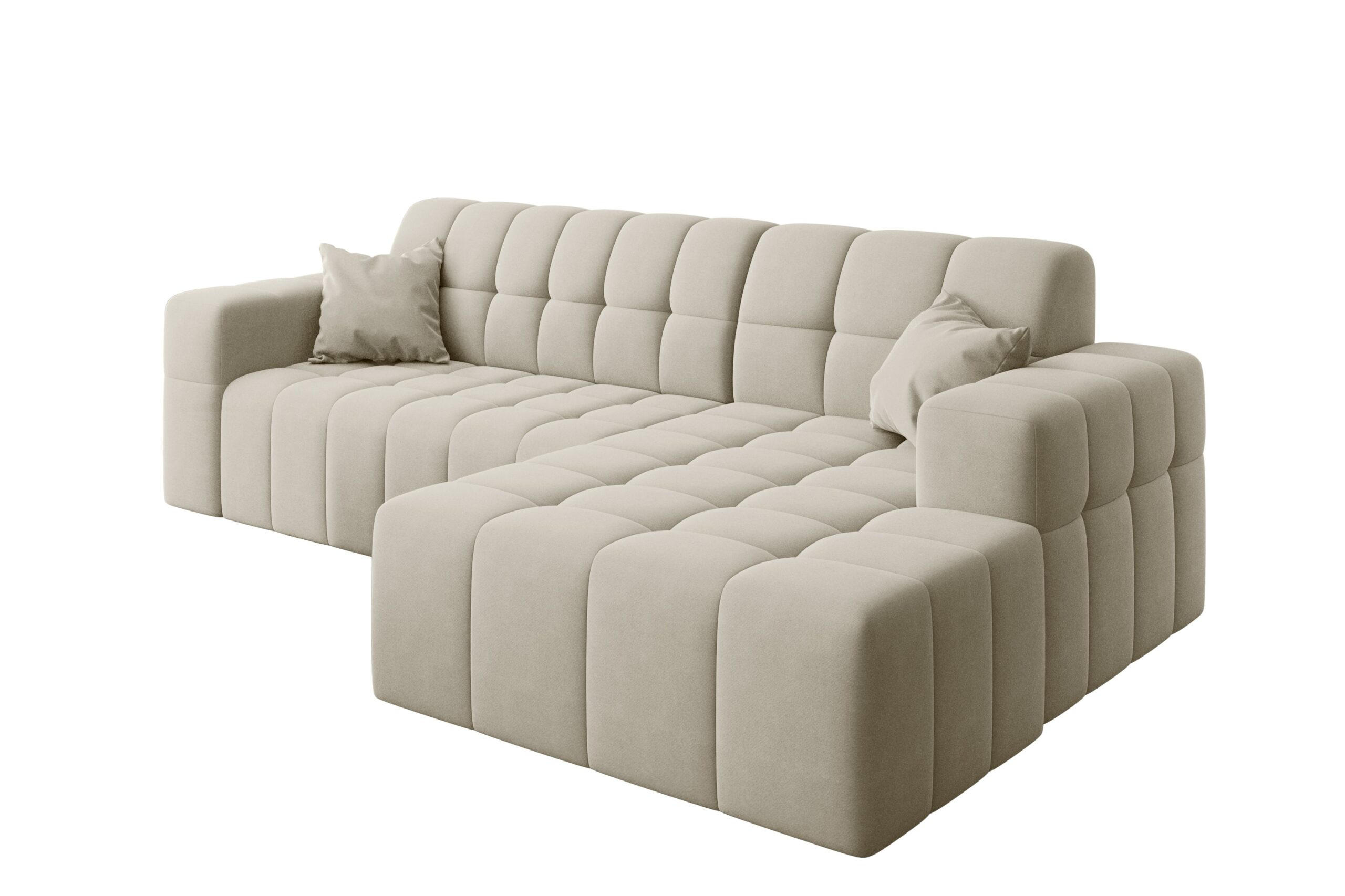ECKSOFA L-förmiges Nimes Velours Stoff Ecru Rechts - Ecru, Holz/Kunststoff (265/168cm) - Kaiser Möbel