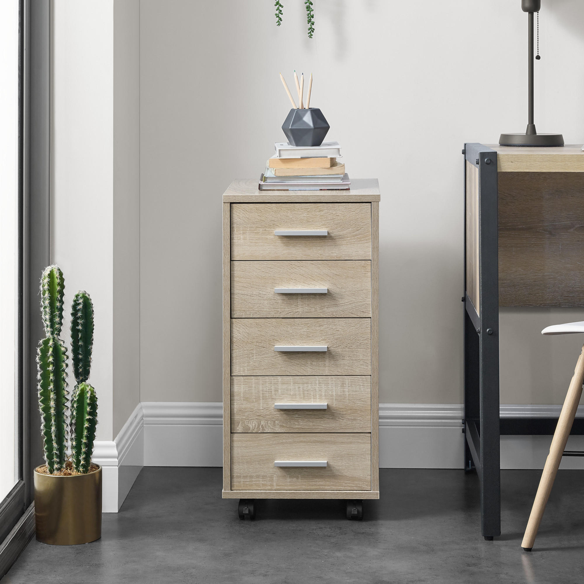 ROLLCONTAINER Stockholm - Sonoma Eiche, Holzwerkstoff (33/63/38cm) - [en.casa]