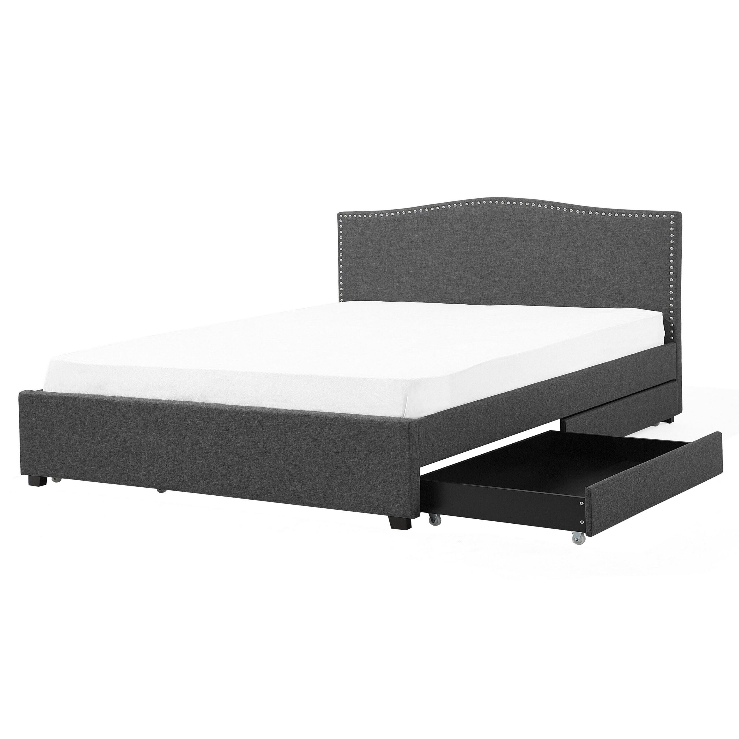 Beliani ČALOUNĚNÁ POSTEL 160/200 cm Tmavě šedá Montpellier