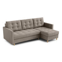 ECKSOFA DIVO 224x103 cm, Schlaffunktion, Dunkle Creme, Rechts - Cappuccino, Holz/Textil (224/144cm) - DomoHome