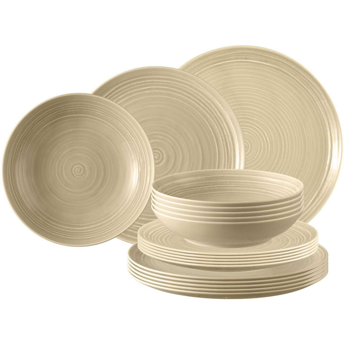 TELLER-SET Terra Sandbeige 18er Set - Beige, Keramik (1/1/1cm) - Seltmann Weiden