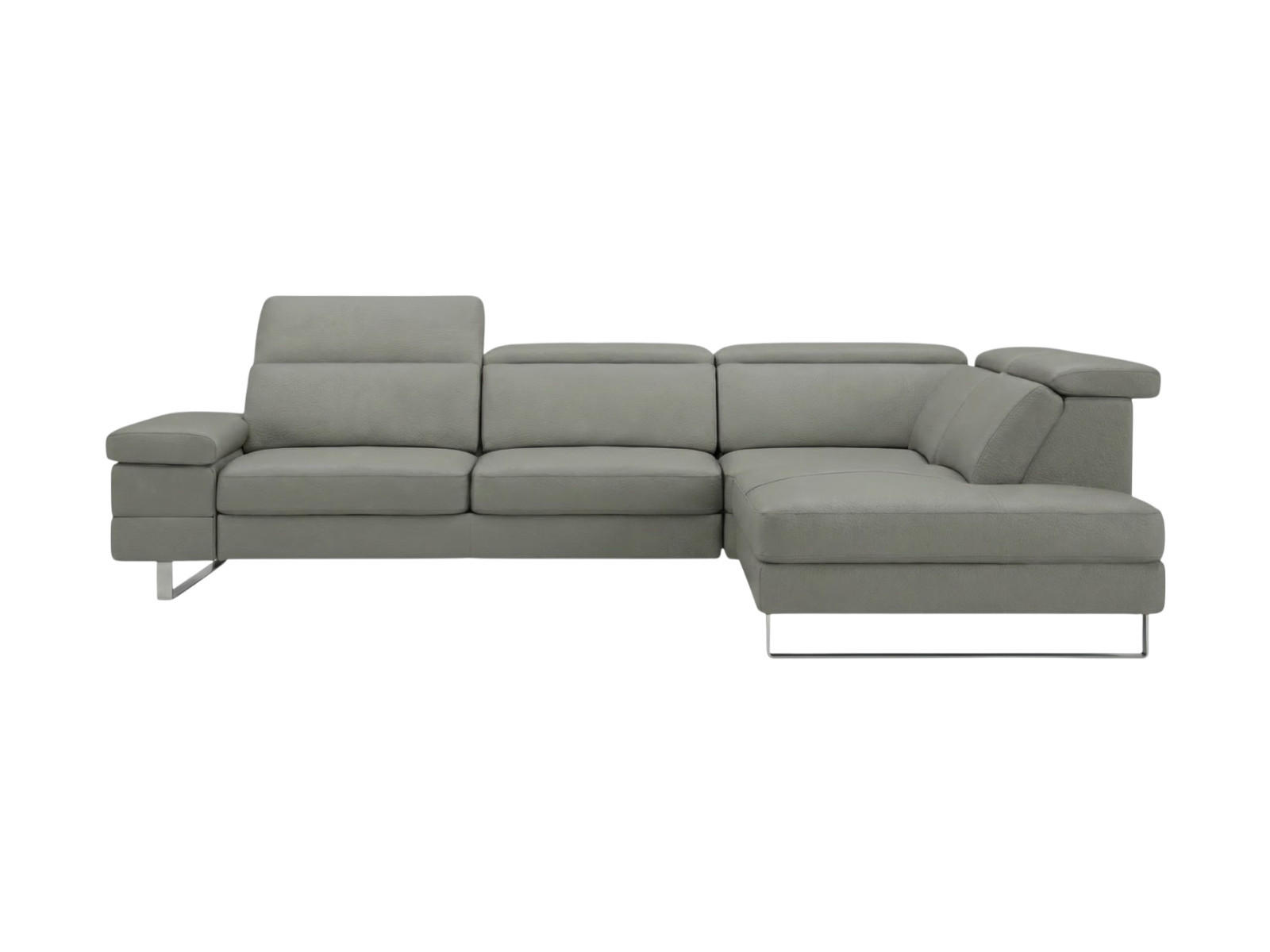 ECKSOFA Virage Echtleder Perlgrau - Hellgrau, Leder/Metall (232/263cm)