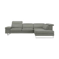 ECKSOFA Virage Echtleder Perlgrau - Hellgrau, Leder/Metall (232/263cm)