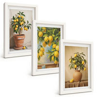 BILDER SET 3er Set - 20x30 cm Weißer Rahmen - Zitronenbäumchen im Topf und in der Vase - Weiß, Kunststoff (20/30cm) - TULUP