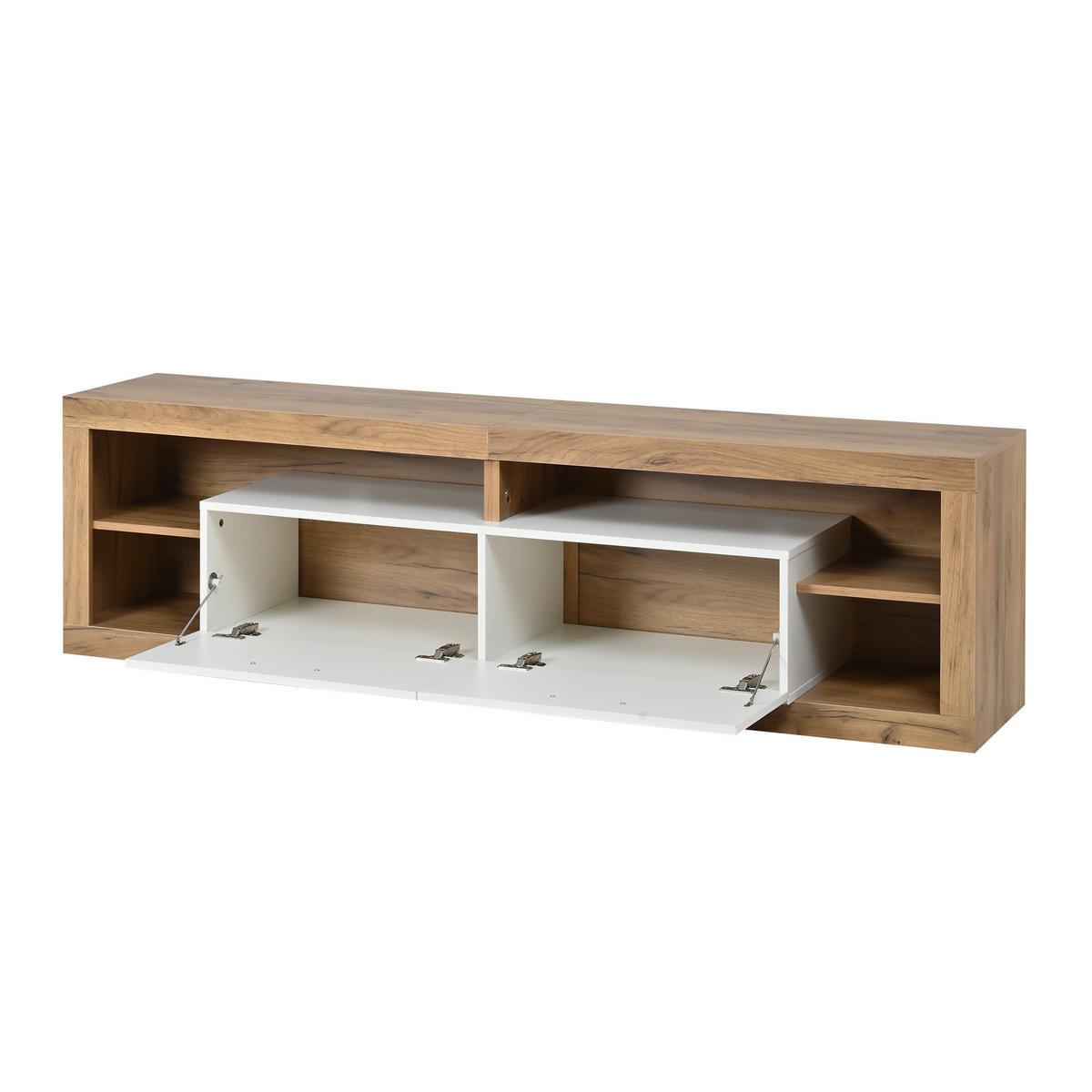TV-ELEMENT180X35,5X50CM mit App-gesteuerter LED-Beleuchtung für 75-Zoll-TV - Naturfarben, Holz (46.51/13.31/131.7cm) - Raelunyi