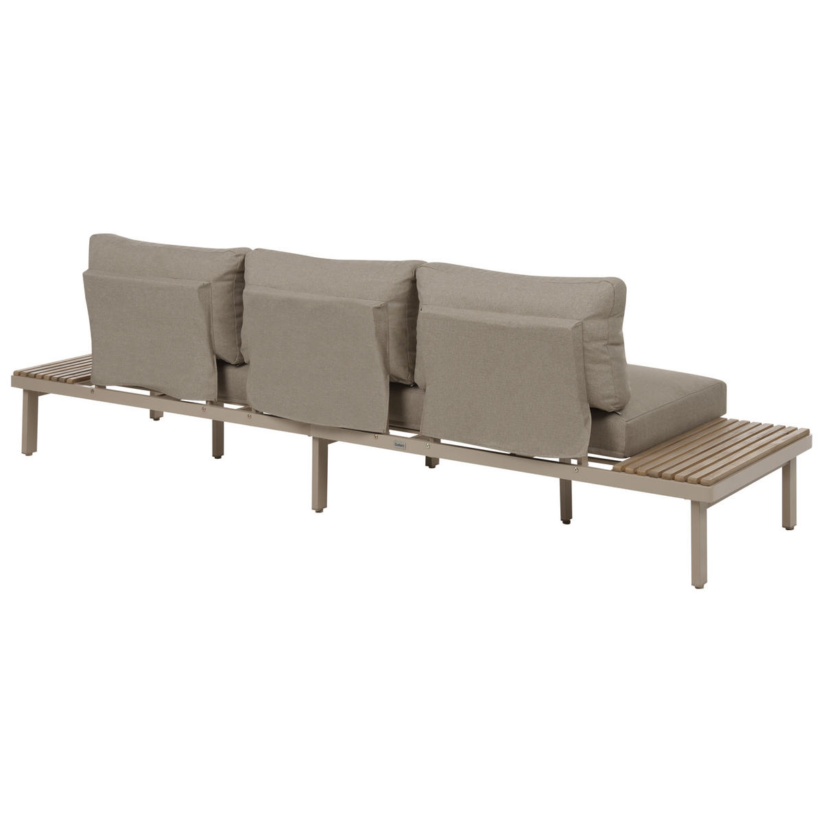 GARTENSOFA 3-Sitzer Akazienholz Beige Fivizzano - Hellbraun/Beige, Holz (266/78/69cm) - Beliani