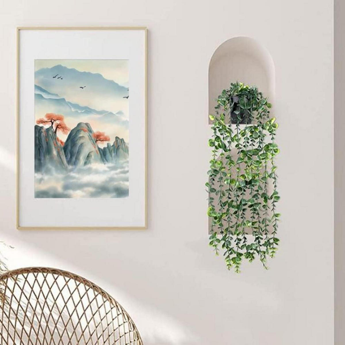HÄNGEPFLANZE Künstlich 2er Set Eukalyptus 56 cm - Grün, Kunststoff (56cm)