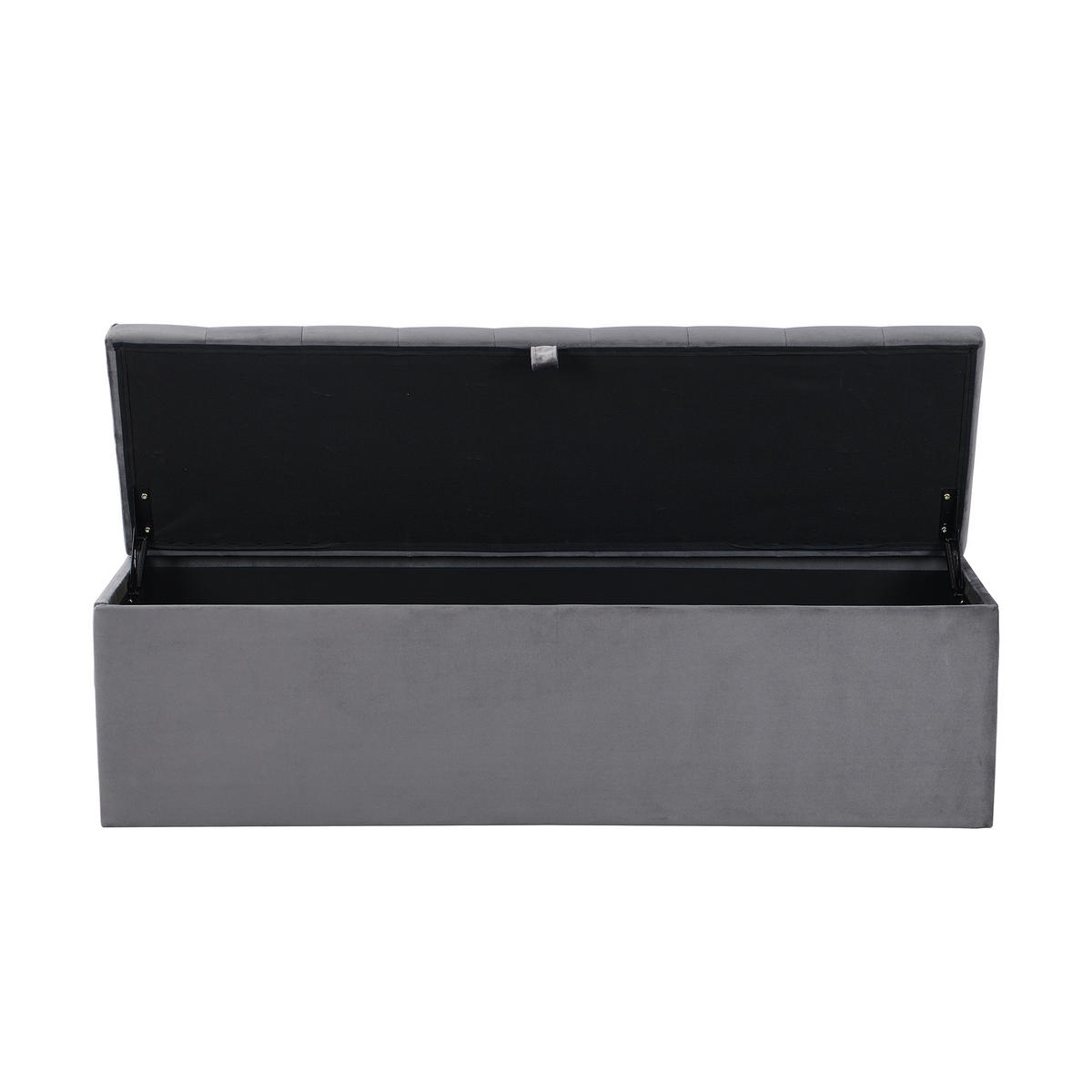 TRUHENBANK Grau 138/41/42 cm aus Samt mit Stauraum - Grau, Textil (41/42/138cm) - OKWISH