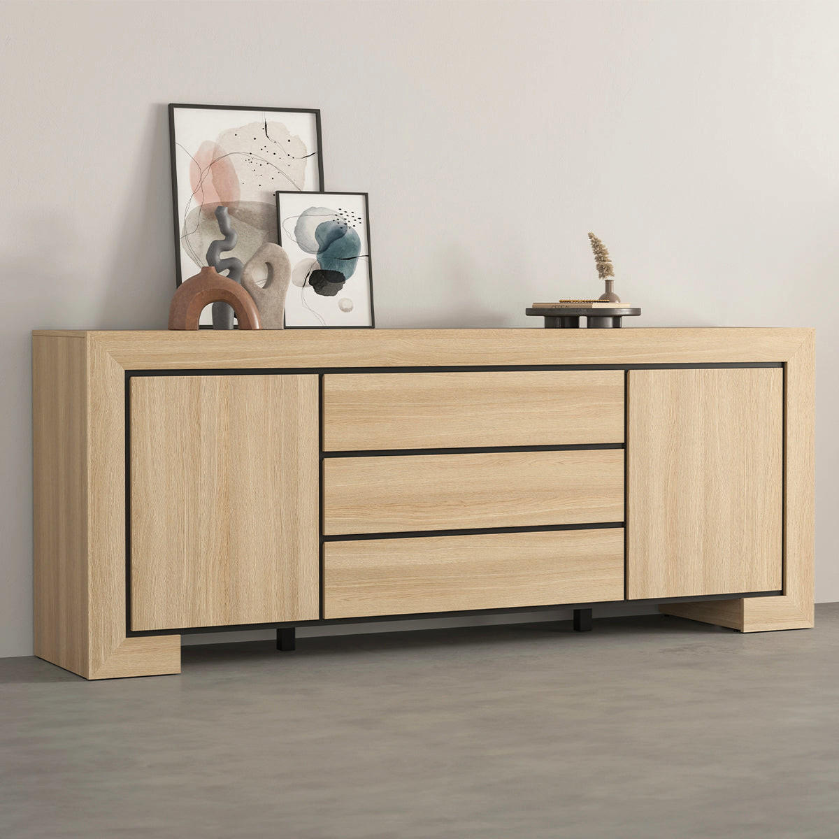 SIDEBOARD Lucius Holz und Schwarz - Schwarz, Holzwerkstoff (225/90/48cm) - Petits-meubles