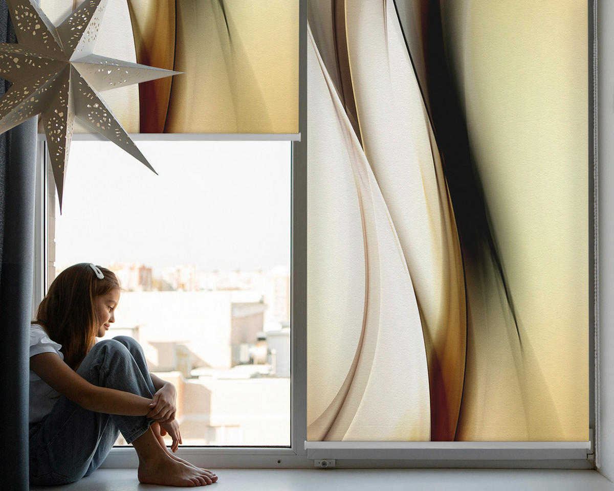 VNÚTORNÁ roleta - okenná roleta - roleta - 90x140 cm - Žltá abstrakcia - žltá, plast (90/140/0.5cm) - TULUP
