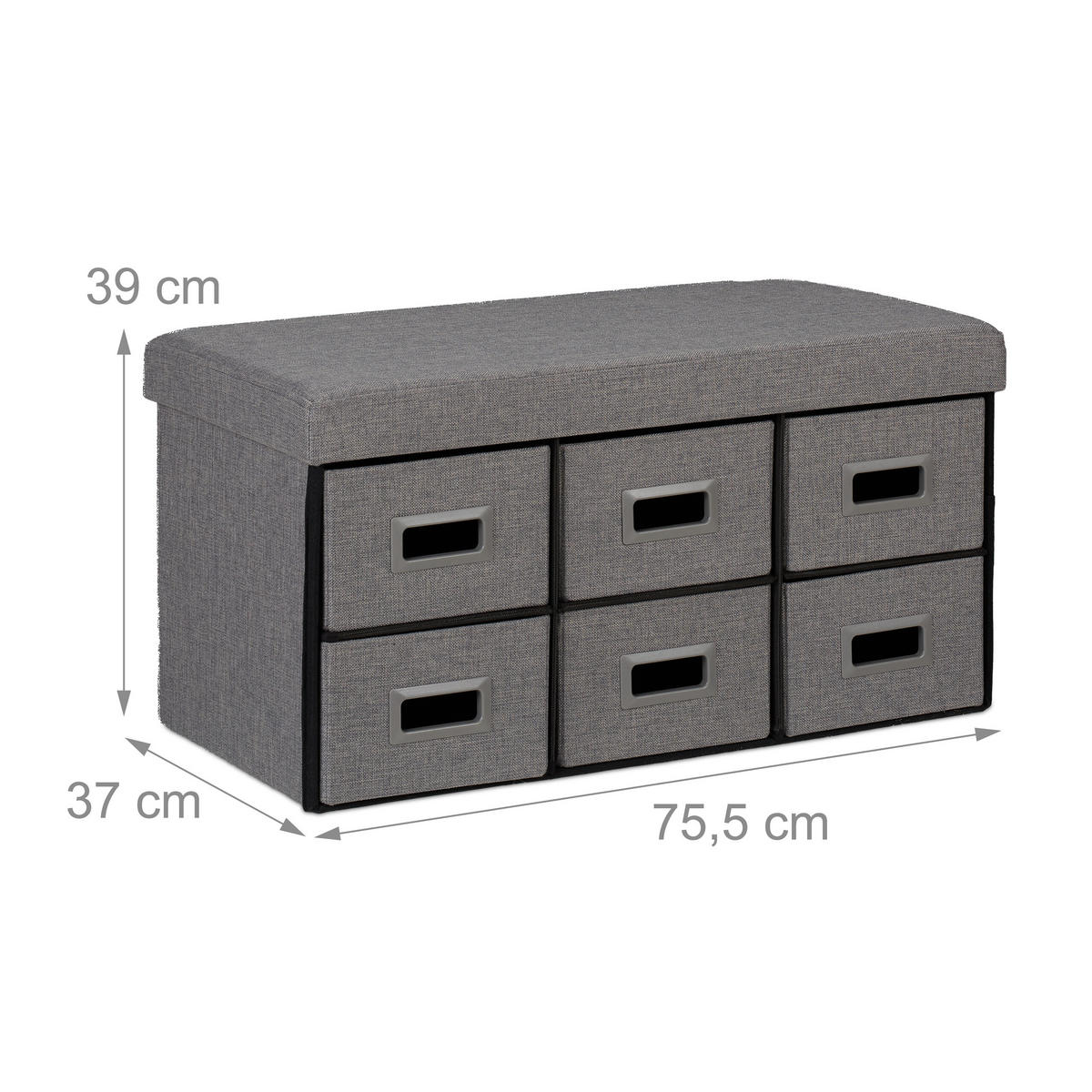 SITZBANK - Grau, Holzwerkstoff/Kunststoff (75.5/39/37cm) - Relaxdays