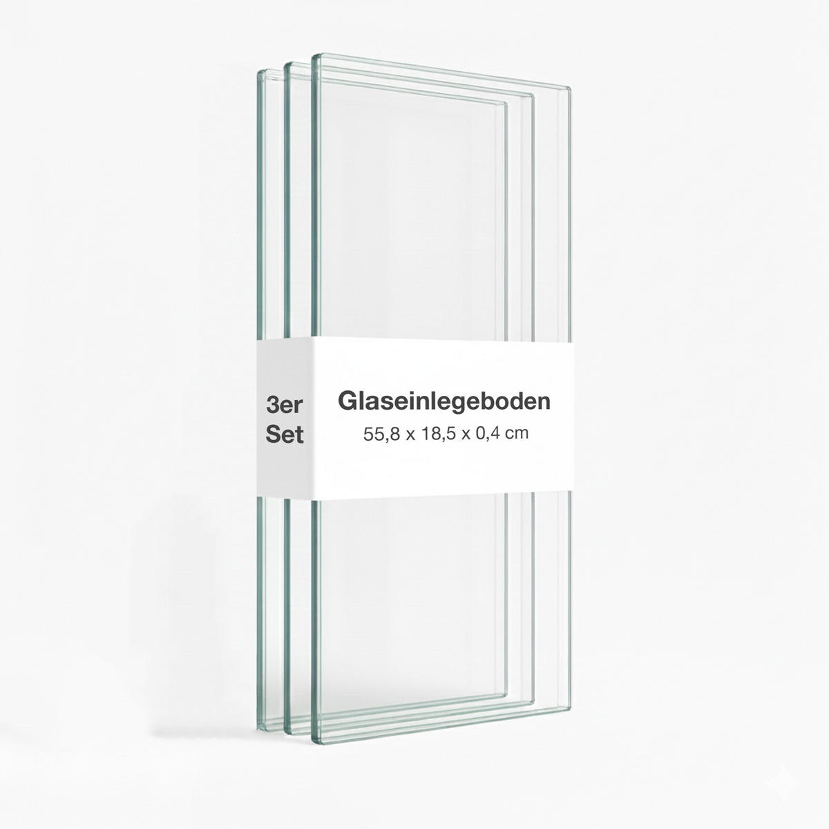 GLASBODEN 3er Set 18,5/55,8/0,4 cm für Hängevitrinen Erweiterungsset - Transparent, Glas (55.8/0.4/18.5cm) - K-Möbel