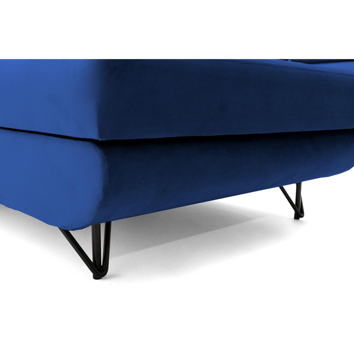 ECKSOFA U-Form JUNIOR U Rechts mit Schlaffunktion 128x254 Velours Blau - Blau/Schwarz, Holz/Textil (184/90/323cm) - Muffo