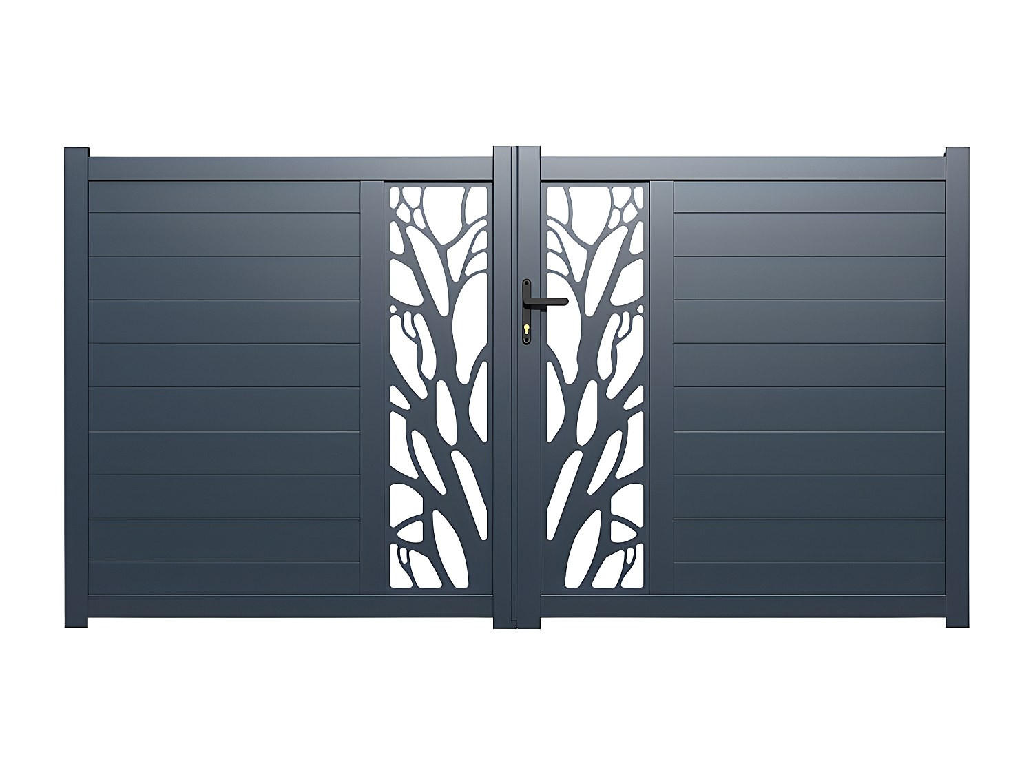 FLÜGELTOR - 401cm x 4.5cm - Aluminium - anthrazitgrau - LABRIT II - Anthrazit, Metall (401/178.5cm) - Vente-Unique