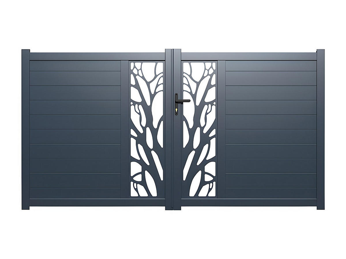 FLÜGELTOR - 401cm x 4.5cm - Aluminium - anthrazitgrau - LABRIT II - Anthrazit, Metall (401/178.5cm) - Vente-Unique