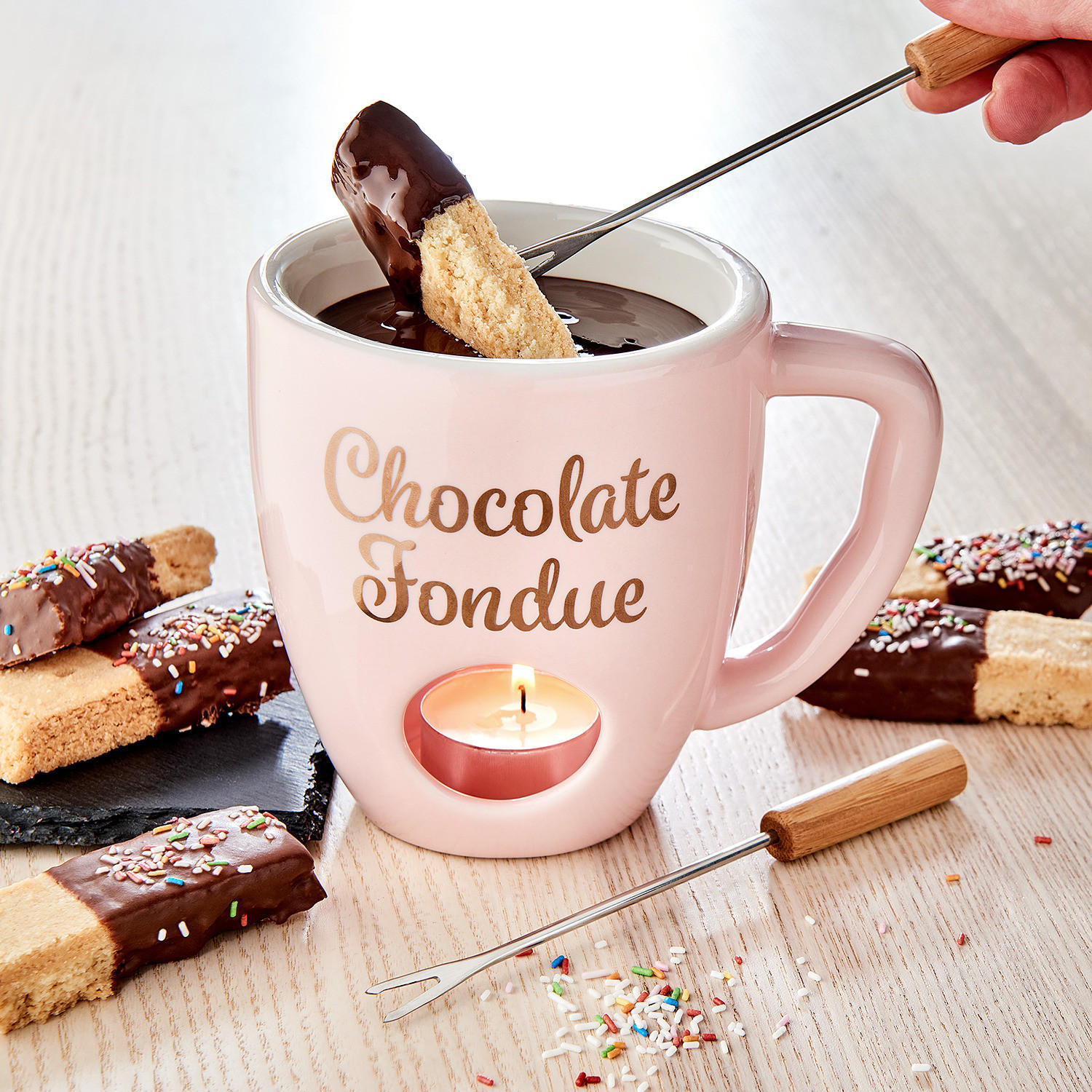 SCHOKOLADEN-FONDUE (3-teilig) Chocolat - Rosa, Metall (10/11cm) - BUTLERS