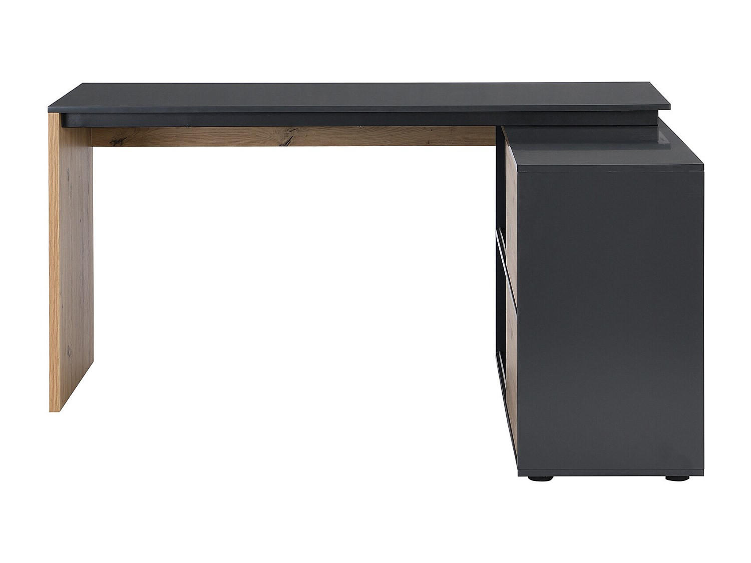 SCHREIBTISCH - 150 cm x 124 cm - Holz, Platte - Schwarz, Naturfarben Hell - COLIOBA - Schwarz/Naturfarben, Holz (124/150/75cm) - Vente-Unique