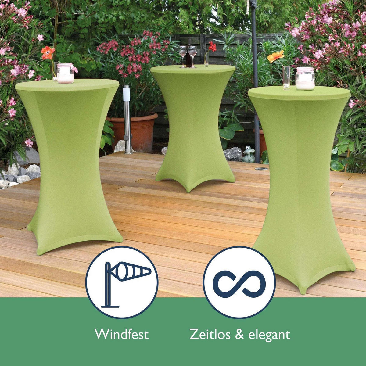 STEHTISCHHUSSE Stella Ø 80cm Hellgrün (2tlg) - Hellgrün, Textil (800/120cm) - Beautissu 