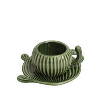 TASSE MIT UNTERTASSE Cacti - Dunkelgrün, Stein (0.18L) - home&you