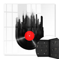 SCHLÜSSELBOX Schwarz 30x30 cm- Türöffnung nach rechts - Musik der Stadt - Schwarz, Metall (30/30/5cm) - TULUP