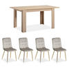 TISCHGRUPPE 120-153 cm ausziehbar mit 4 Stühlen Samt - Beige/Goldfarben, Holz/Textil (80/88/120cm) - Homestyle4u