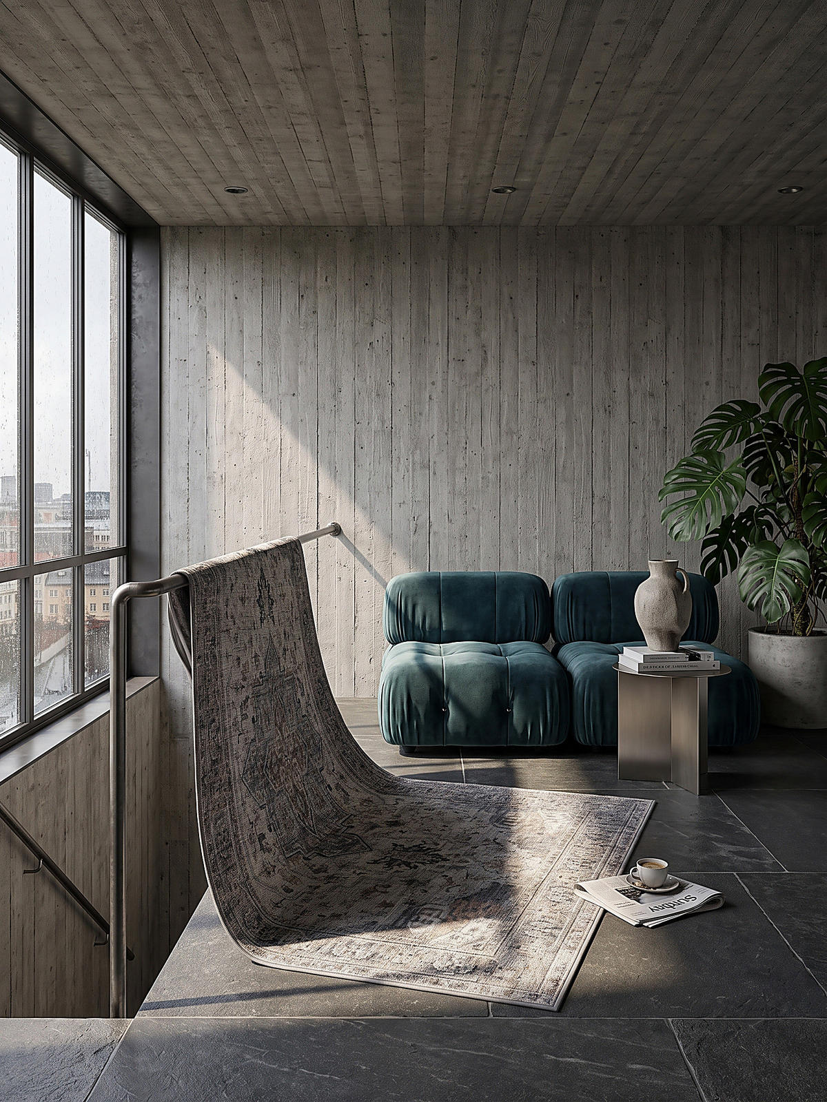 TEPPICH Kurzflor, waschbar, mit Medaillon, VERNANTE in Beige-Grau, 200 x 290 cm - Beige, Textil (200/290cm) - KADIMA DESIGN