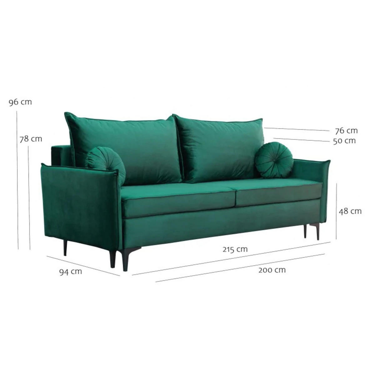 SCHLAFSOFA LEA, Sofa mit Schlaffunktion und Bettkasten, Farbe: Blau, Veloursstoff - Blau, Textil (215/96/94cm) - Sepro Meble