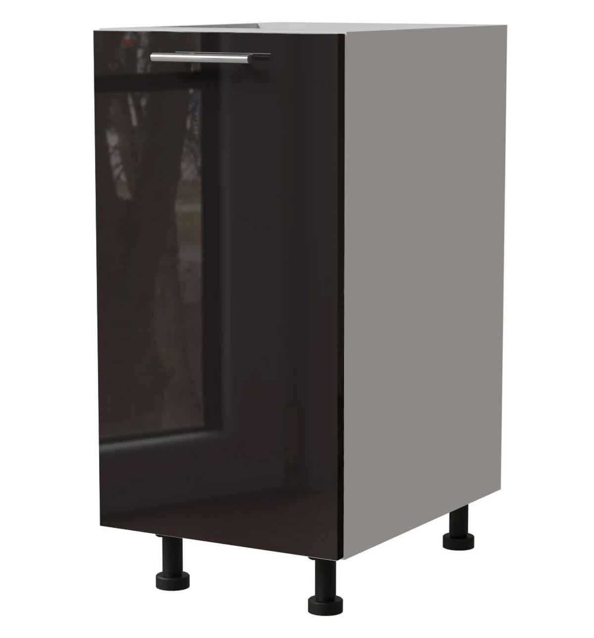 KÜCHENUNTERSCHRANK Essen D1D/40 Schwarz Hochglanz / Weiß Matt 40 / 50 / 82cm - Schwarz Hochglanz/Schwarz, Holz/Holzwerkstoff (40/82/50cm) - Feldmann-Wohnen