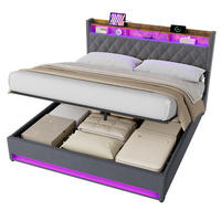 STAURAUMBETT 180/200 cm Grau mit LED und USB - Grau, Textil (180/200cm) - MIVRAY