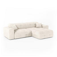 ECKSOFA rechtwinklig COCOON Geprägter Samt Creme 230cm - Creme, Textil (230/155cm) - Premium Interiors