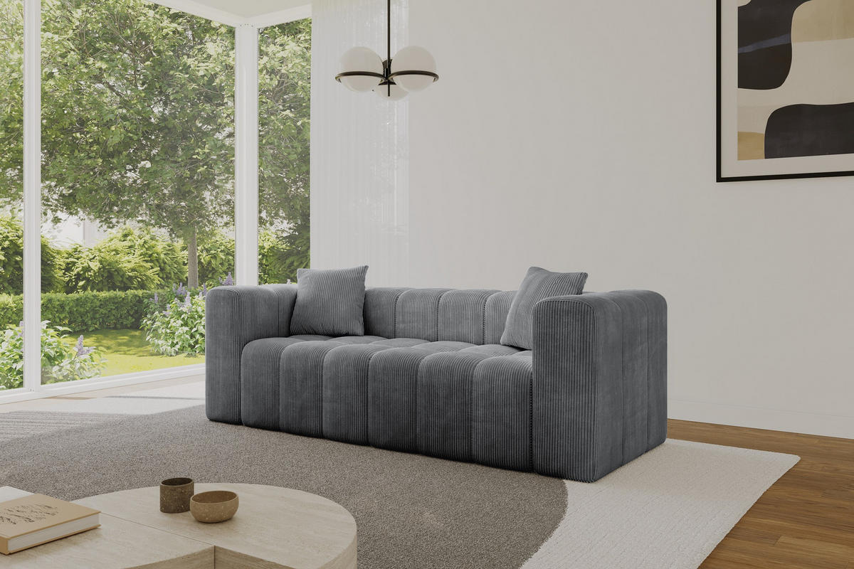 SOFA 2-Sitzer DONY-2 232x90x71 cm Dunkelgrau Cord - Dunkelgrau/Anthrazit, Holzwerkstoff/Kunststoff (232/71/90cm) - ALTDECOR