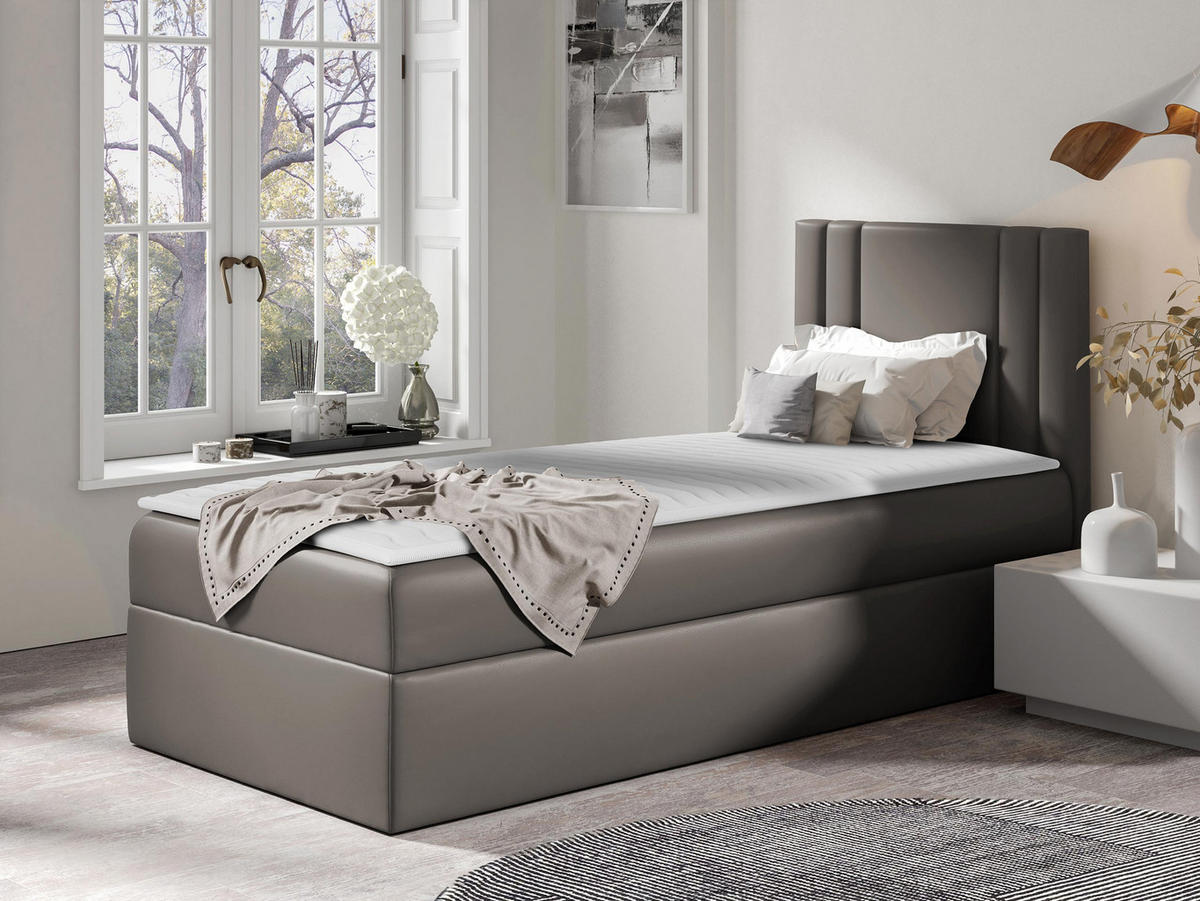 BOXBETT Carmen Mini, Seite zum Öffnen des Bettkastens: Rechts - Graphitfarben, Holz (100/200cm) - MIRJAN24
