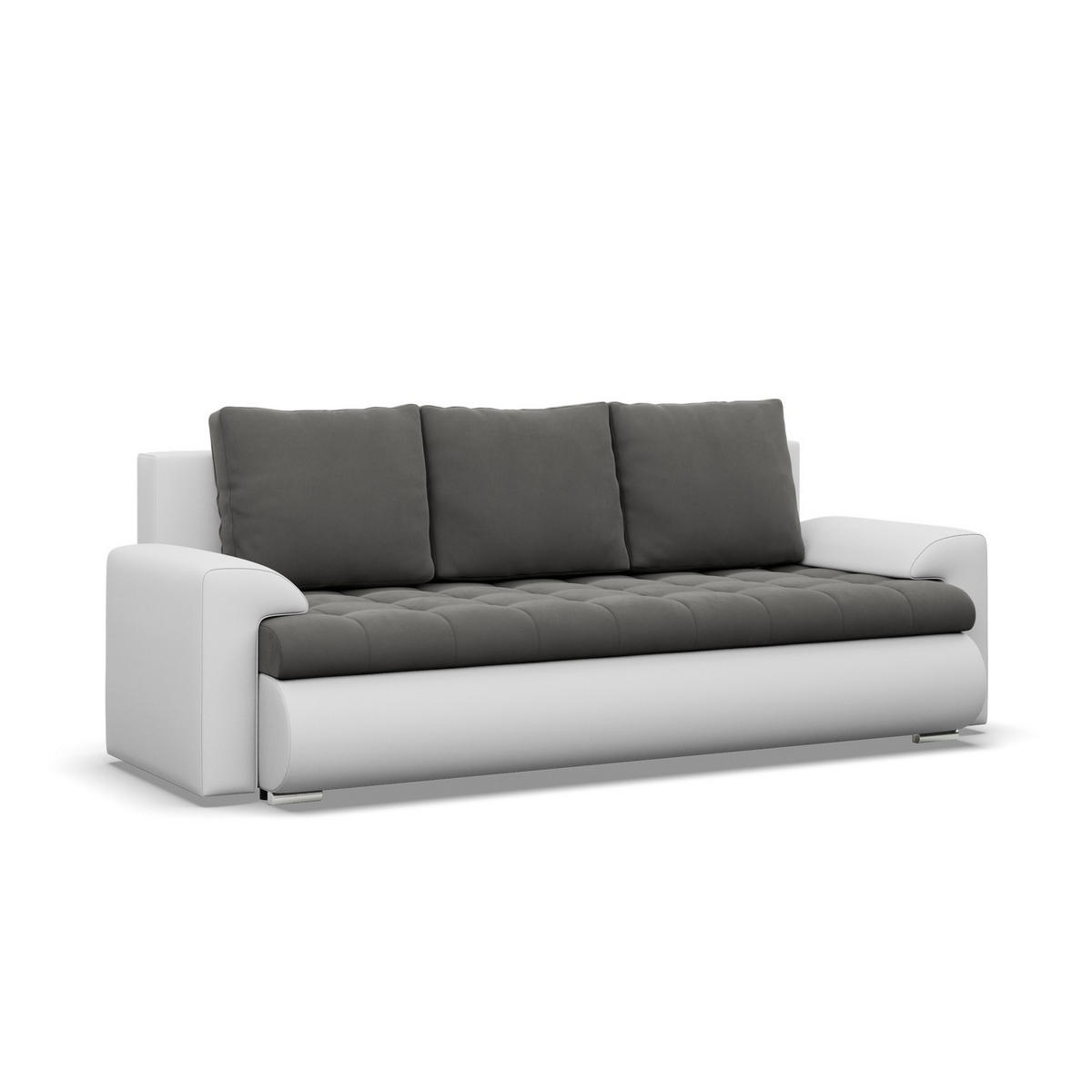 SOFA 3-SITZER MIT SCHLAFFUNKTION FORESTA, Dunkelgrau + Grau - Dunkelgrau/Hellgrau, Textil (222/92/96cm)