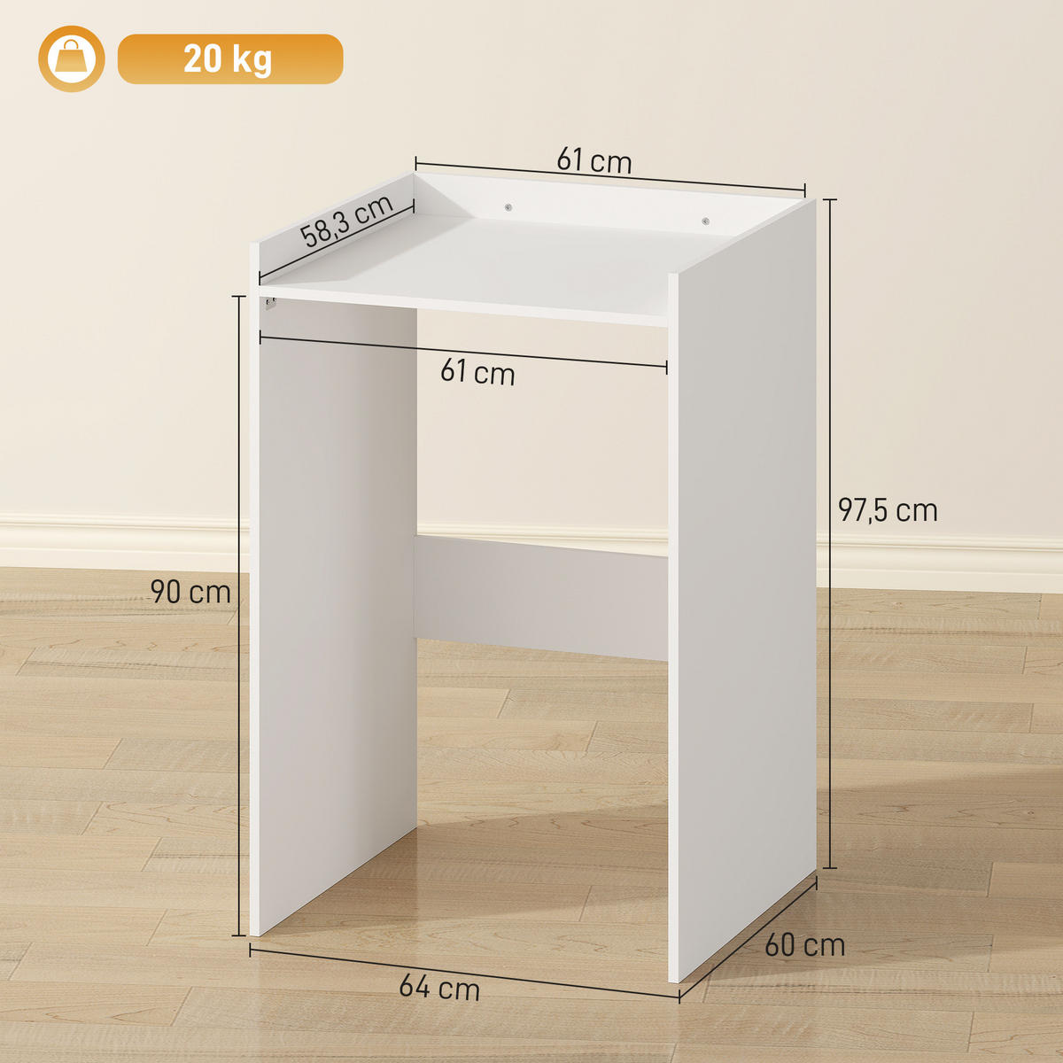 BADEZIMMERSCHRANK Nischenschrank mit offen Regal Badschrank Weiß 64x60x97,5 cm - Weiß, Holzwerkstoff (60/97.5/64cm) - HOMCOM