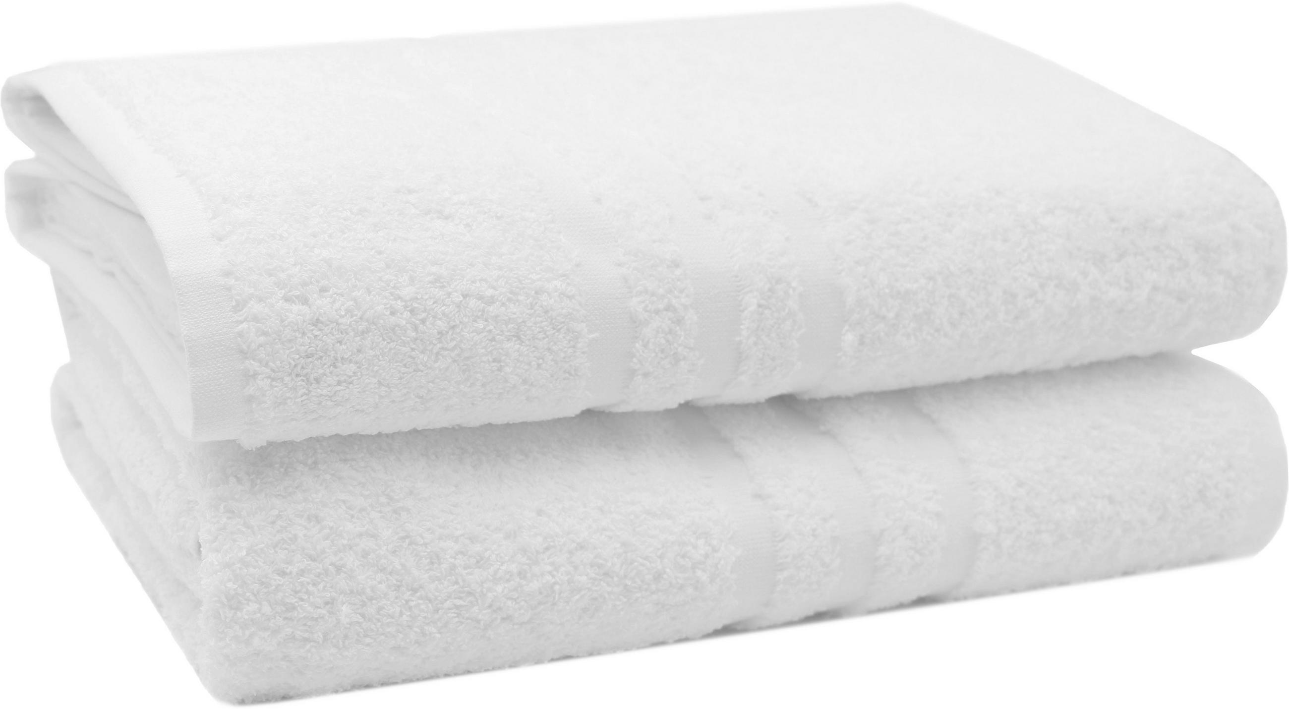 BADETUCH, 2er-Set, 100x150 cm, 100% Baumwolle, Weiß - Weiß, Textil (100/150cm) - Zollner