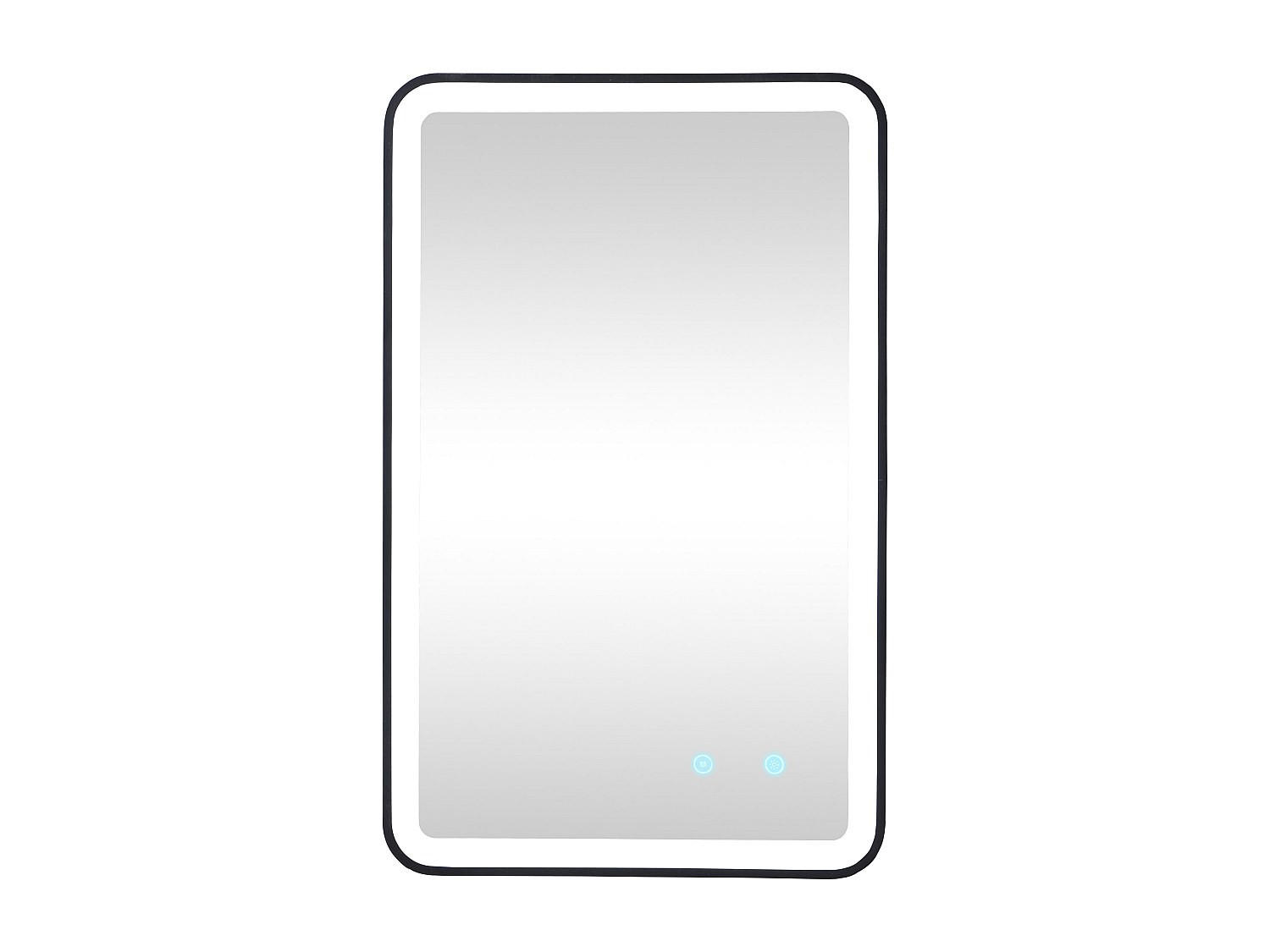 BADEZIMMERSPIEGEL rechteckig mit Beleuchtung beschlagfrei - 50 x 80 cm - LIMORICO - Schwarz, Glas (50/80/4.05cm) - Vente-Unique