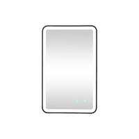 BADEZIMMERSPIEGEL rechteckig mit Beleuchtung beschlagfrei - 50 x 80 cm - LIMORICO - Schwarz, Glas (50/80/4.05cm) - Vente-Unique