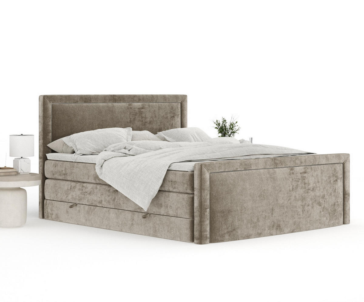 BOXSPRINGBETT Lavenda Beige 200/200 cm - Beige/Schwarz, Holz/Holzwerkstoff (200/200cm) - Maison de Reve