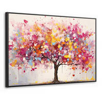 LEINWAND Bilder mit Rahmen - Aquarell - Baum - Kunst - Abstrakt - 120x80 - Multicolor, Textil (120/80cm) - MuchoWow