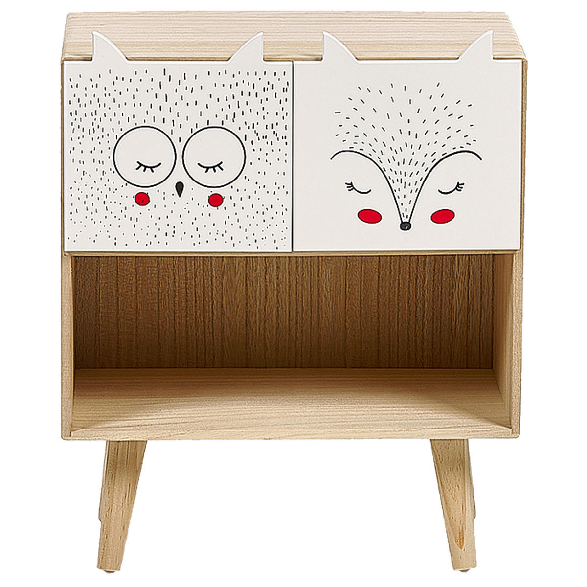NACHTTISCH Heller Holzfarbton/Weiß Rupert - Hellbraun/Weiß, Holzwerkstoff (40/46/25cm) - Beliani