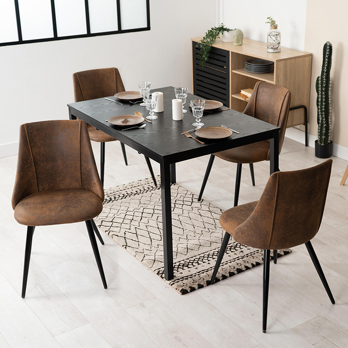 ESSZIMMERSTUHL 4er-Set in Wildlederoptik, Braun - Braun, Metall (52.5/83/49.5cm) - Meubles Cosy